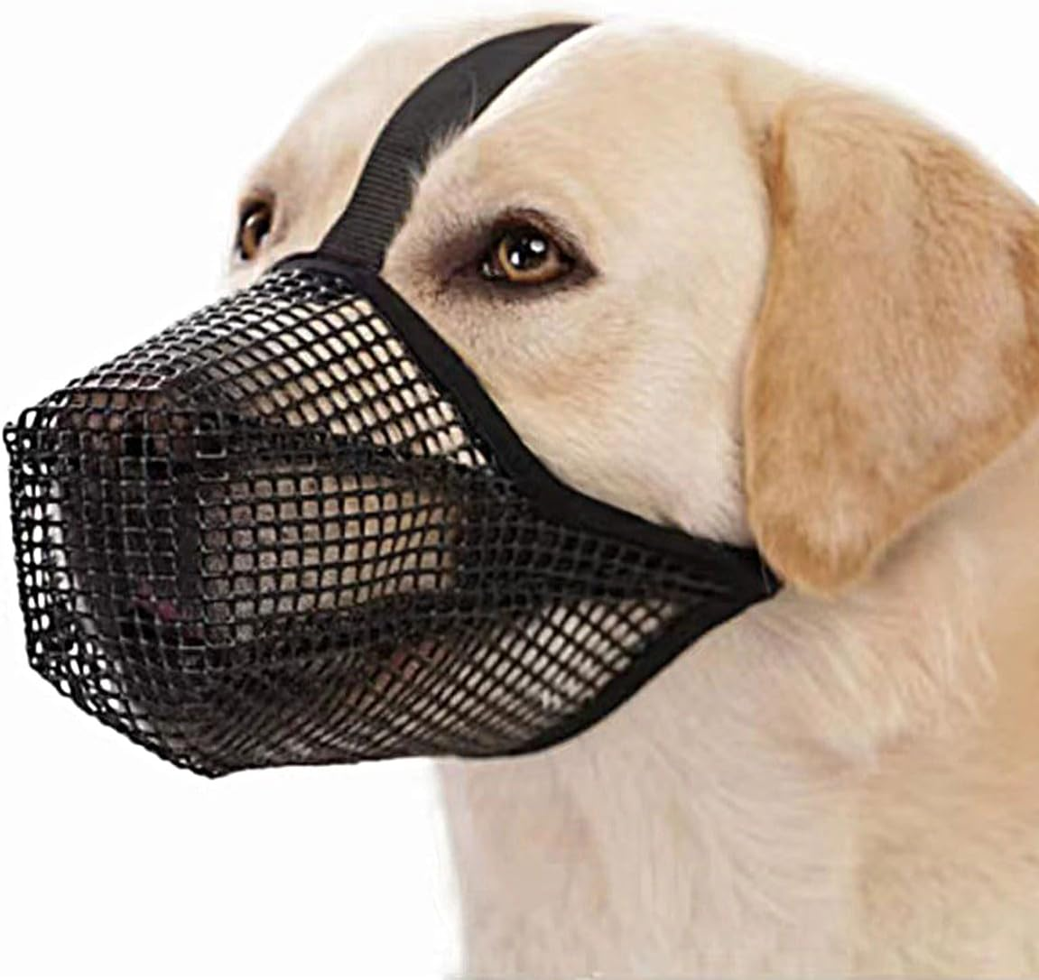 Dog Muzzle, 1X Adjustable Soft Mesh Breathable Dog Muzzle Prevent Eating Biting Barking Mouth Cover for Small Medium Large Dogs (Grey M) image number 4