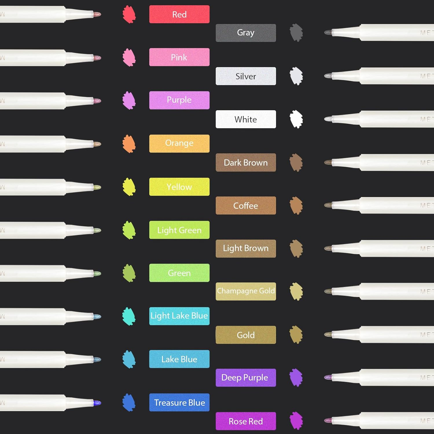 SAYEEC Metallic Marker Pens, 20 Colors Fine Tip Metallic Markers, Metallic Paint Pens for Black Paper, Art Rock Painting, Easter Egg, Halloween Pumpkin, Card Making, Scrapbook Crafts, DIY Photo Album image number 5