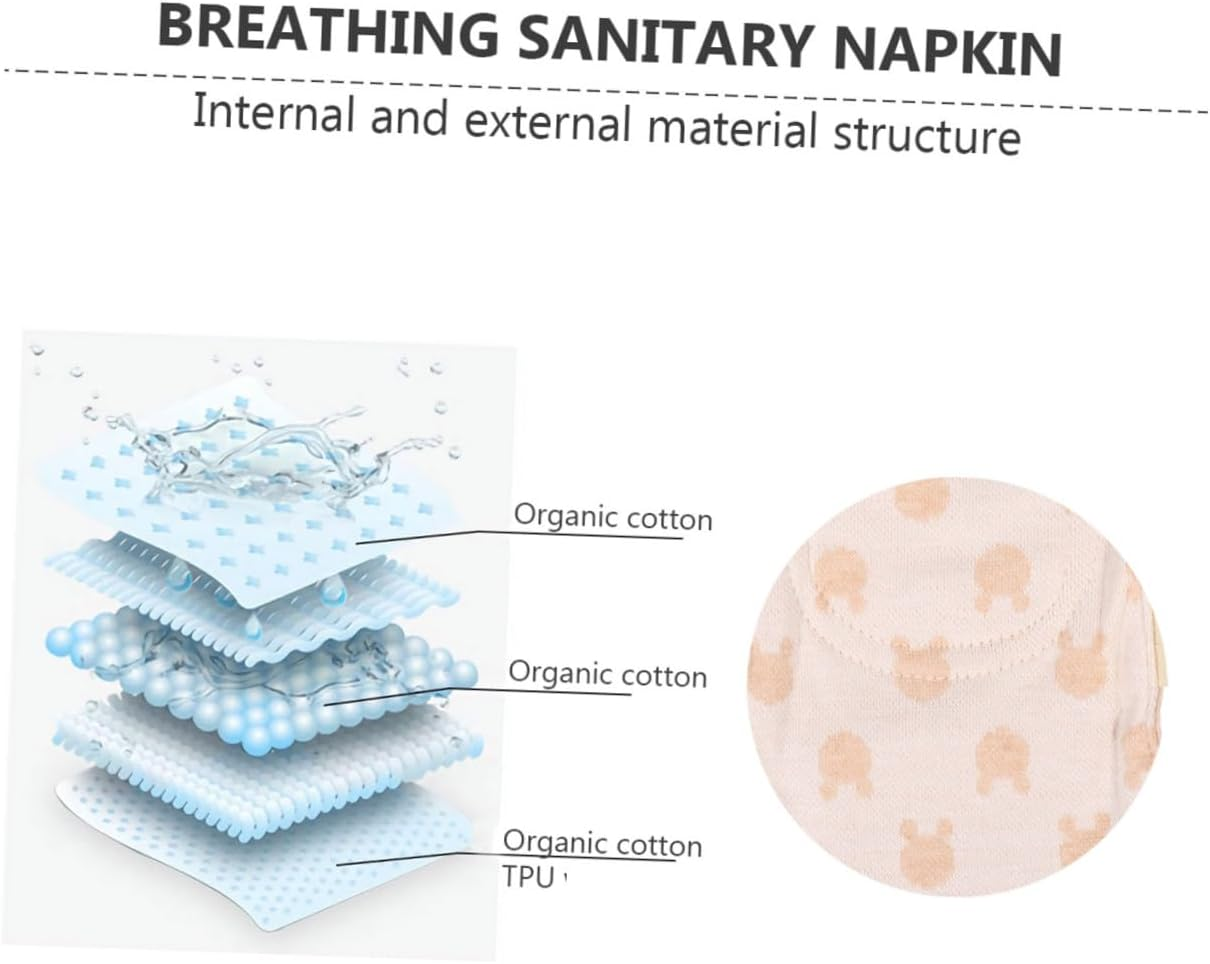 TOVINANNA 3Pcs Pads Washable Menstrual Pads Organic Cotton Sanitary Towels for Women Heavy Flow Random Style image number 1