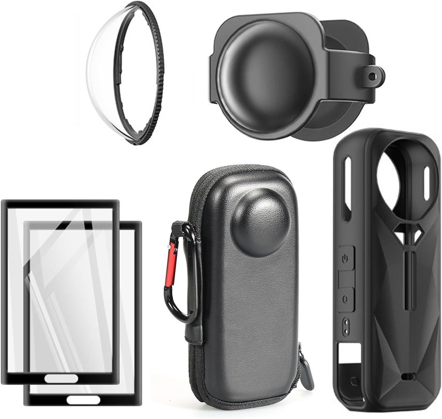 Protection Bundle for Insta360 X5｜Silicone Case + Lens Cover + PC Protective Lens + Storage Bag + 2X Tempered Glass Screen Protectors｜Full Coverage & Easy Storage