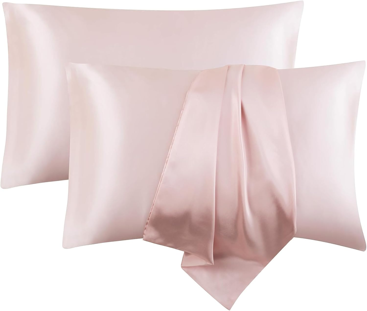 Satin Pillowcase, T Tersely 2 Pack 20"X 30" Silk Satin Pillowcases for Hair and Skin Queen Size Pillow Case with Envelope Closure (Black)
