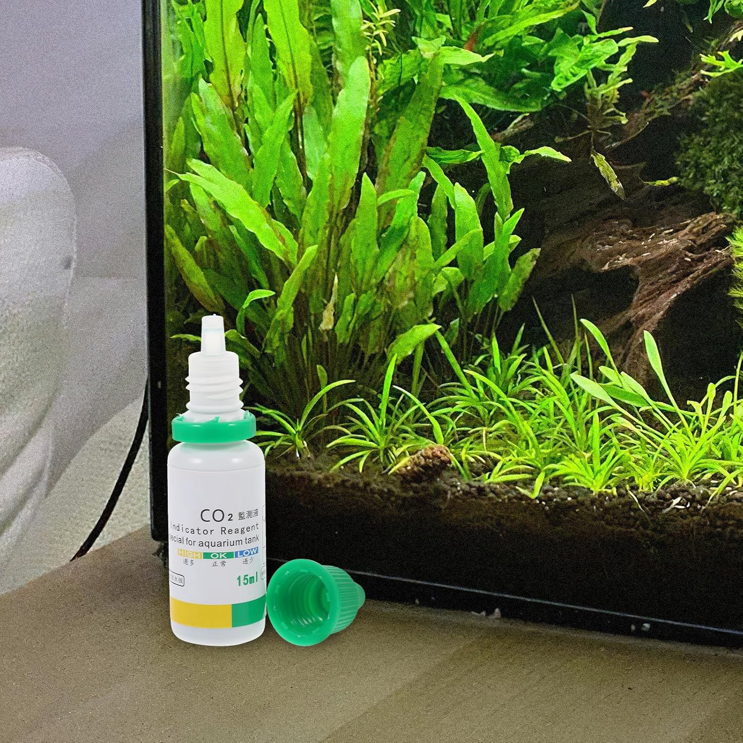 FIXOSHEE Aquarium Co2 Testing Kit Drop Checker Solution 15Ml for Fish Tank Water Quality Detection Aquarium Test Indicator for Aquatic Pets image number 2