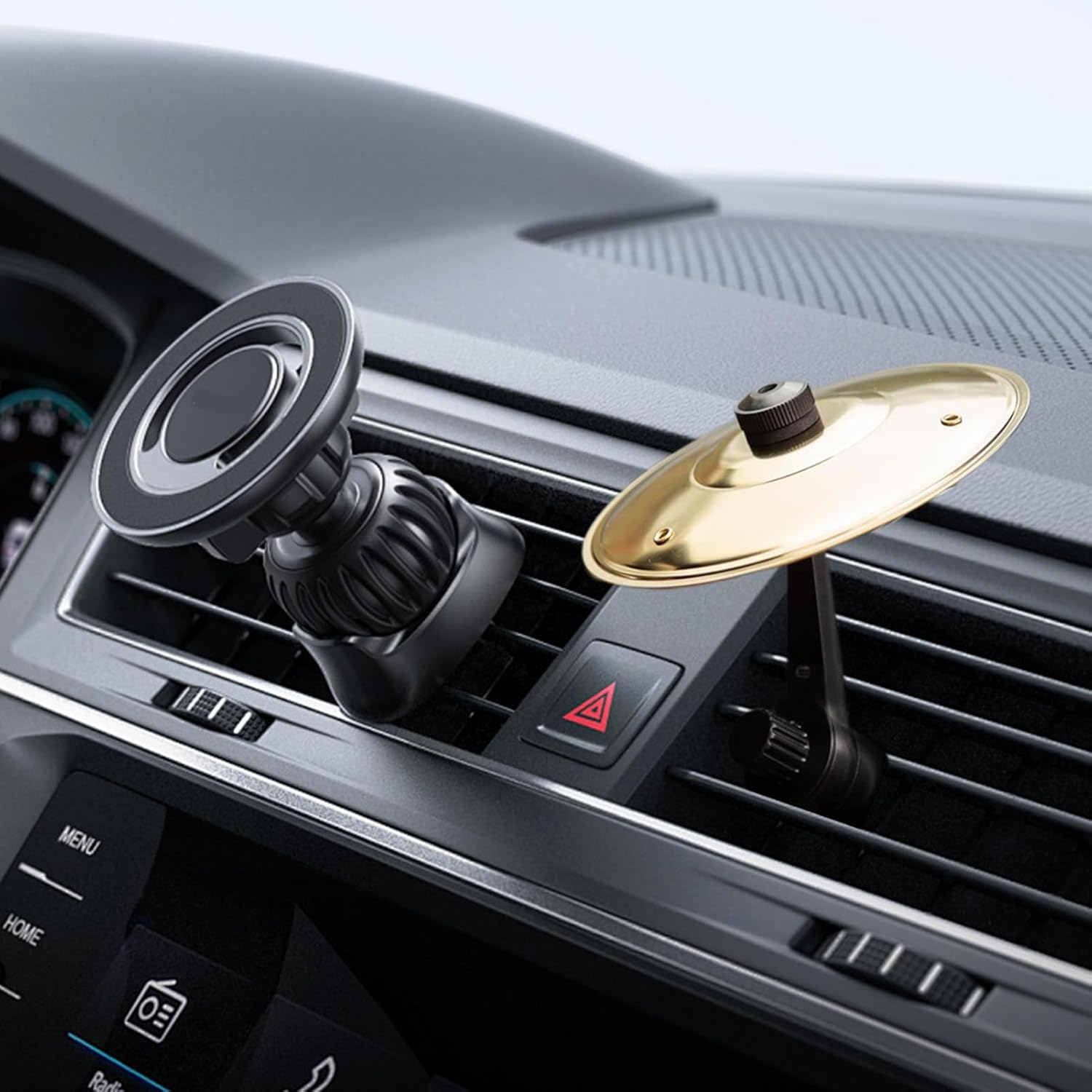 Car Drum Air Vent Percussion Instrument Drum Crash for Car Ventilation Iron Automotive Decor, Compact Musical Instruments Vehicle Accessories for Music Lovers - Gold image number 4