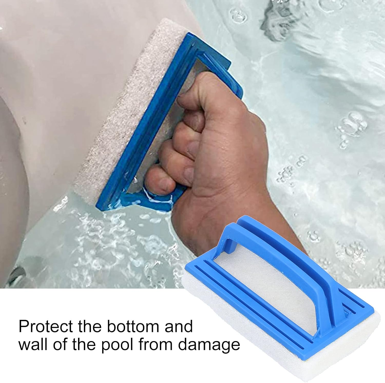 TOPINCN Handheld Pool Brush Plastic Sponge Tool for Swimming Pool, Easy Operation Saunas image number 5