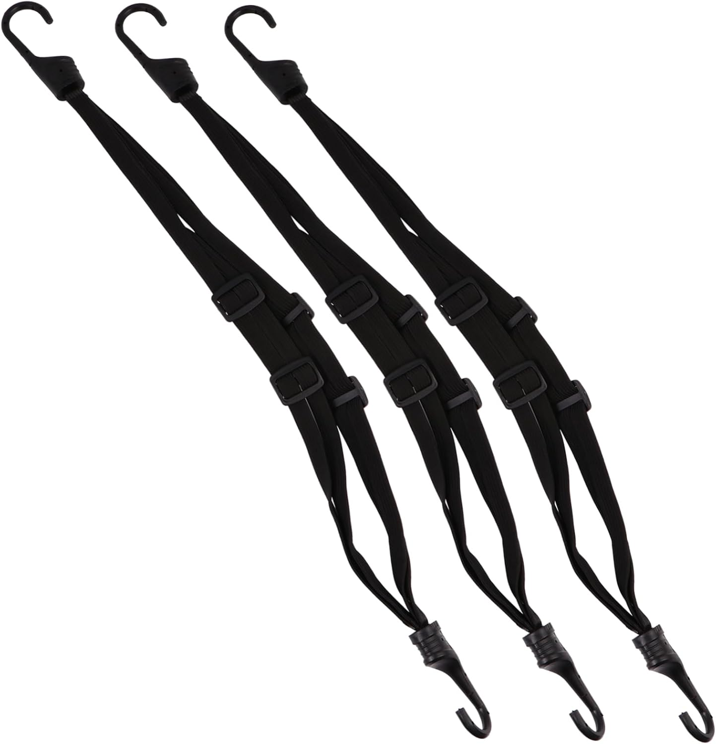 Yardenfun 3Pcs Motorbike Tension Belt Stretchy Luggage Straps Tension Rope Coated Hooks For image number 3