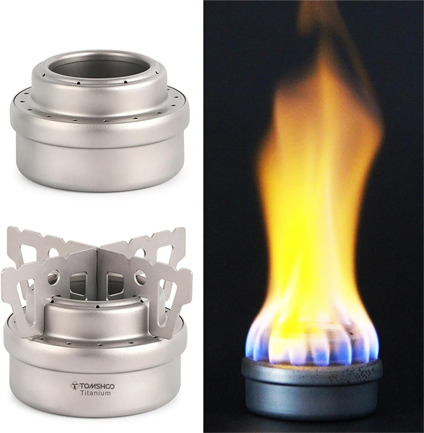 Portable Mini Tc4 Alcohol Stove W/Lid Cross Stove Stand Rack Outdoor Camping Hiking Backpacking Cook Alcohol Stove(Stove Lid Rack 2) image number 1