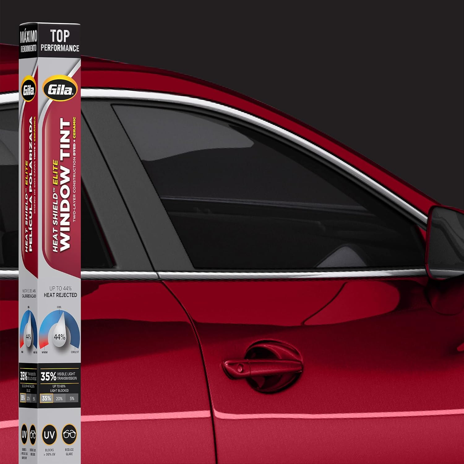 Gila&reg; Heat Shield Elite&trade; 35% VLT Automotive Ceramic Window Tint DIY Advanced Heat Control Glare Control 2Ft X 6.5Ft (24In X 78In)