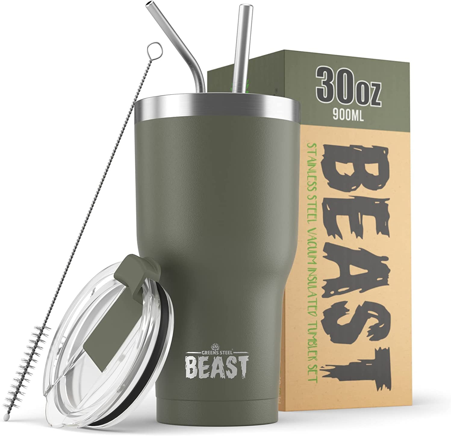 Greens Steel Beast 40 Oz Tumbler Stainless Steel Vacuum Insulated Coffee Ice Cup Double Wall Travel Flask by &hellip; (Cupcake Pink)