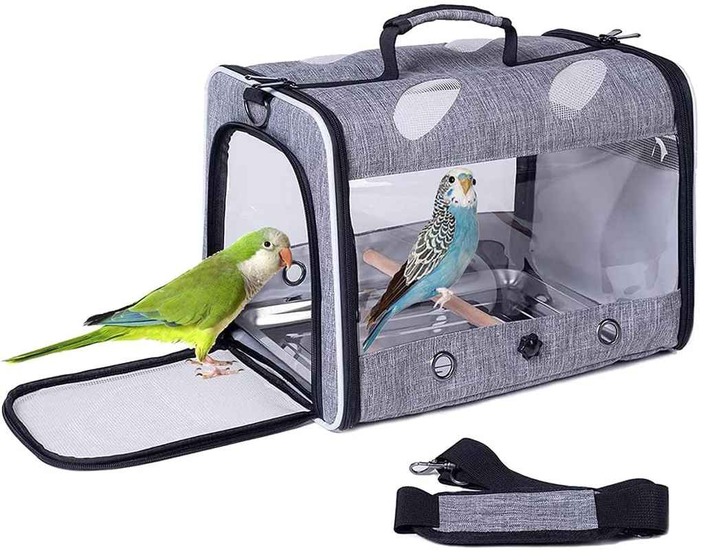 Bird Carrier with Stand Perch, Breathable Bird Travel Cage Parrot Carrier for Hiking, Airline Approved image number 5