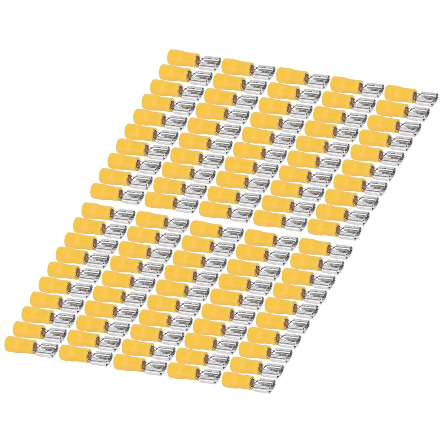 Domary 100PCS Insulated Wire Terminal Female Spade Connector for AWG 12‑10 4‑6Mm&sup2; Yellow Electrical Crimp 24A Terminal Copper PVC Set Electrical Equipment Industrial Automation image number 4
