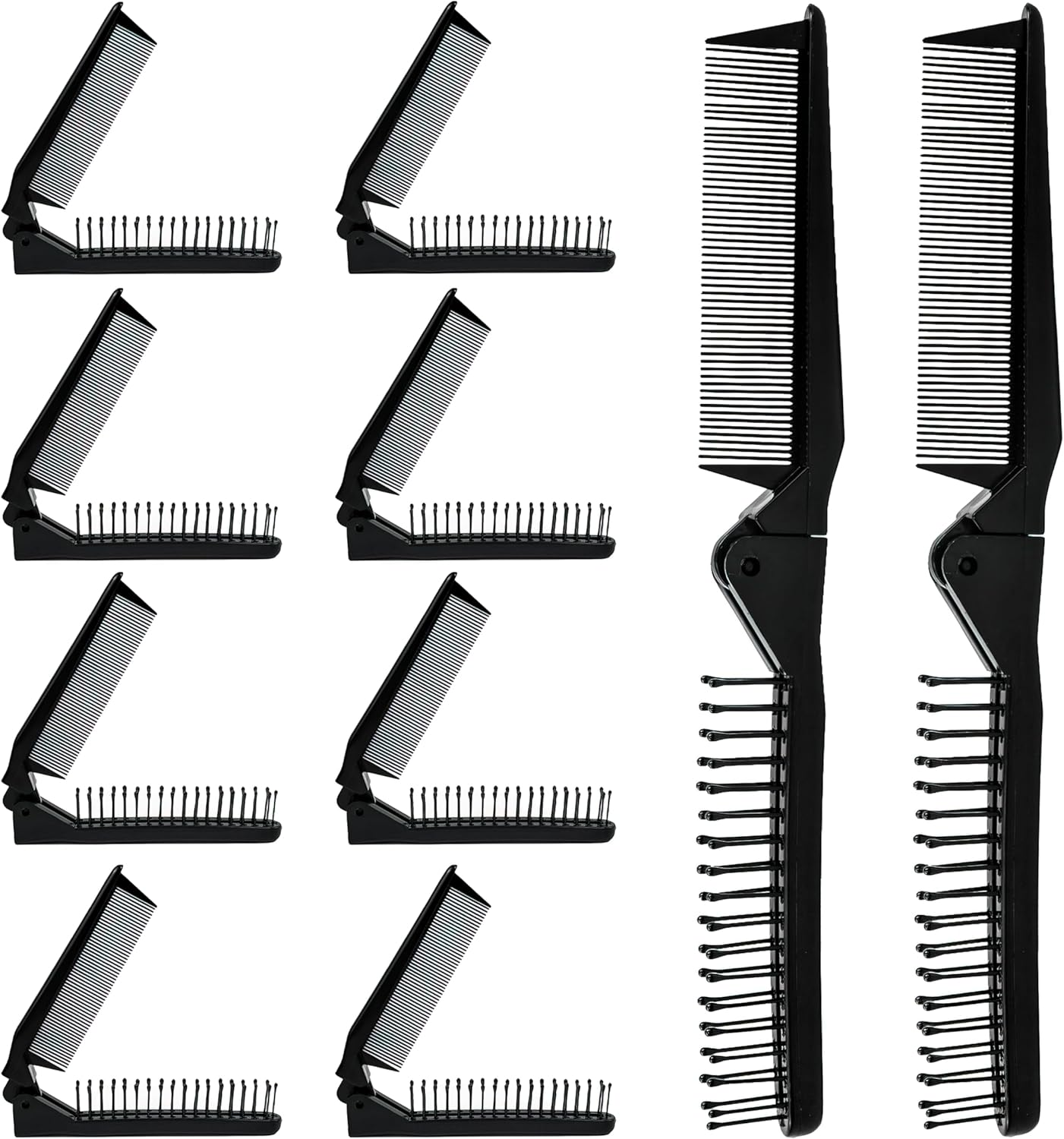 10 PCS Portable Travel Brush Folding Pocket Comb Foldable Hair Brush for Women and Men Mini Plastic Teasing Brush for Purse (Black) image number 3