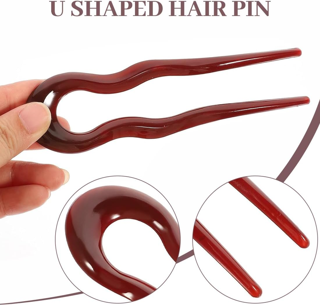 AFCJLTO Pack of 4 French Hair Pins U Shaped Hairpin Large French Twist Hair Pin Hair Pins French Clip for Women Girls All Hair Types image number 4