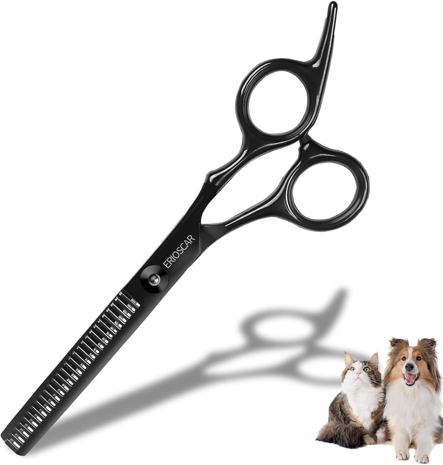 Professional Thinning Scissors for Dog, Pet Texturizing Scissors, Grooming Tooth Scissors for Dogs Cats Pets, Black Titanium Stainless Steel Scissors with Adjustable Ccrew - 28 Teeth