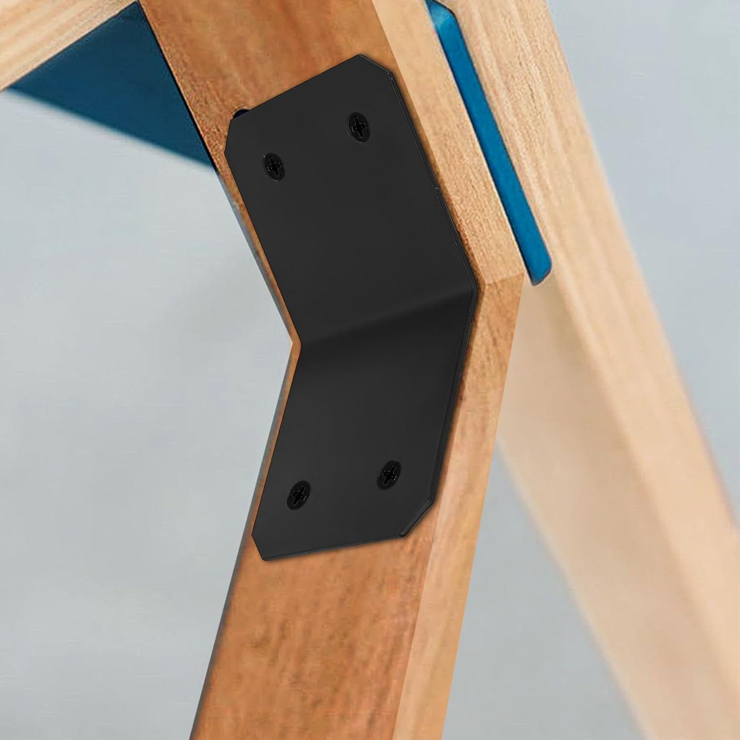 Pack of 2 Angle Connectors 135 Degrees Mounting Angle 135&deg; Angled Flush Inner 45 Degree Angle Connector for Blunt Connected Posts and Beams - 120 X 120 X 127 X 3 Mm, Black