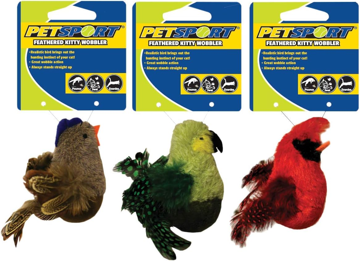 Petsport Cat Toy with Feathers Kitty Fully Wobbler Bruin