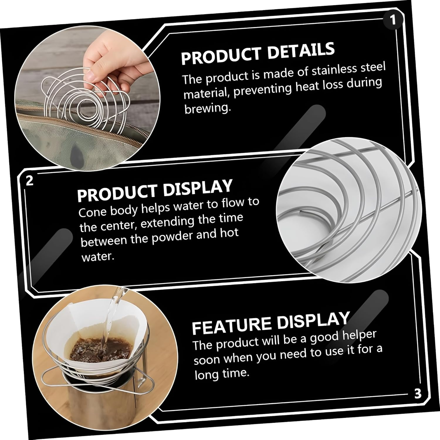 Youerte Compact Helix Pour over Coffee Maker - Foldable Stainless Steel Dripper for Travel, Camping & Home | Portable, Lightweight & Eco-Friendly Coffee Brewer