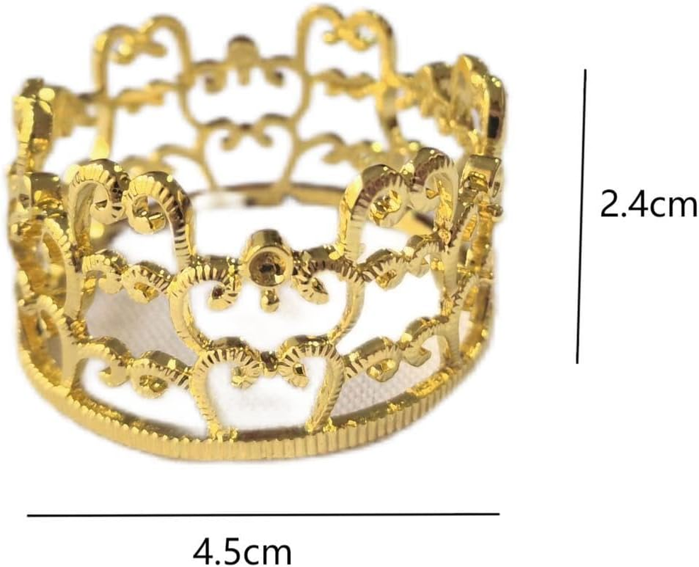 Crown Design Napkin Rings - 12Pcs round Table Decor Holder for Dinner Party, Christmas, Dining Table (GOLD-C24) image number 1