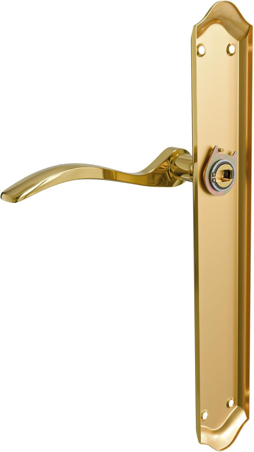 Amig - Door Handle Set with Plate | Beta Handle | Made of Steel | 256 X 48 Mm | Square Pin 8 Mm | Matt Brass-Plated image number 6