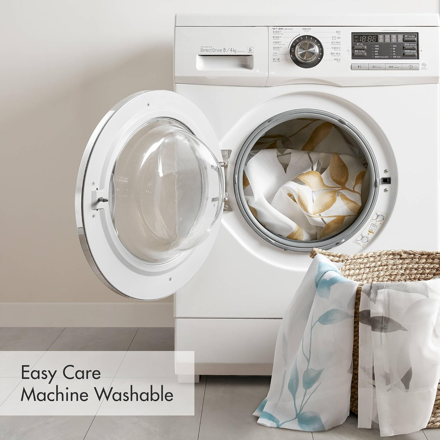 Madison Park Cecily Semi Sheer Single Panel Window Curtain Burnout Botanical Print, Easy to Hang, Fits up to 1.25" Diameter Rod, 50X84, Leaves Aqua image number 5