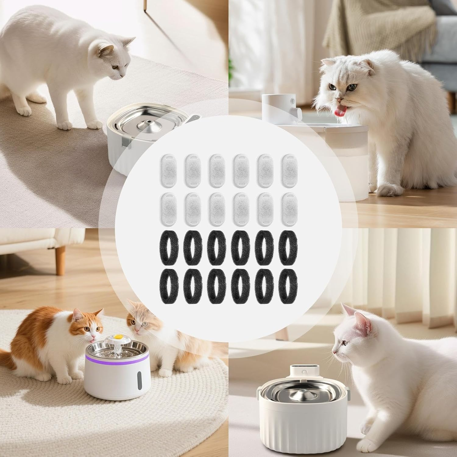 Cat Water Fountain Filter,12-Set Cat Water Filter - Home Daily Supplies for Flower Watering Dispenser Faucet Yard Everyday Aquarium image number 3