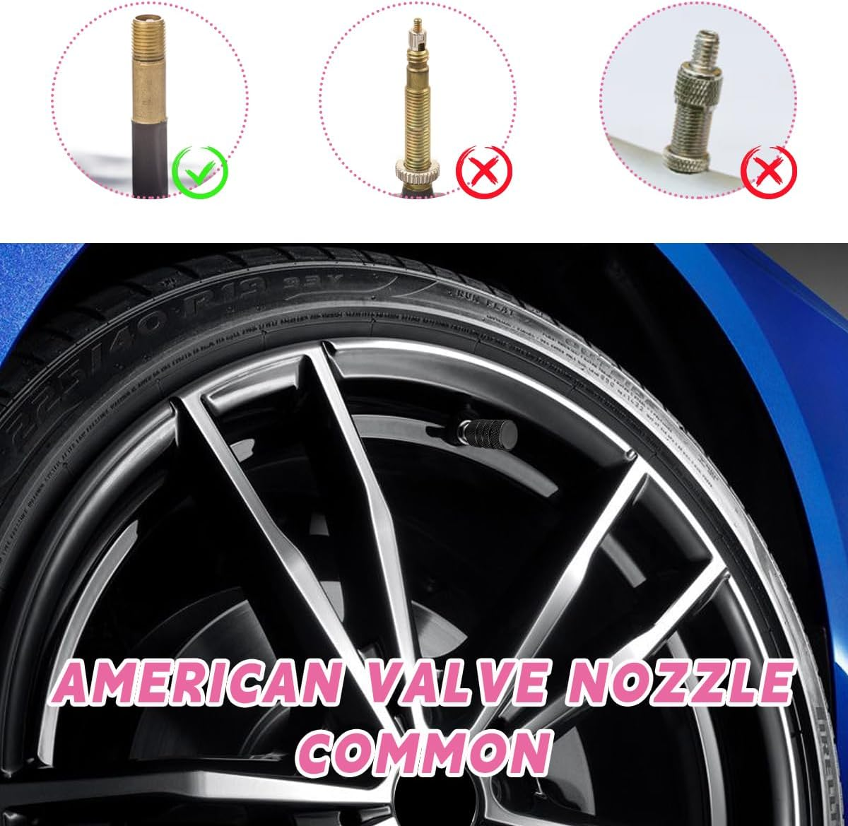 Ziciner 10 PCS Car Tire Valve Stem Caps, Aluminum Tire Air Cap Set, Dust Proof & Corrosion Resistant Stem Covers, Universal Car Accessories for SUV Bike Bicycle Truck Motorcycle (Black)