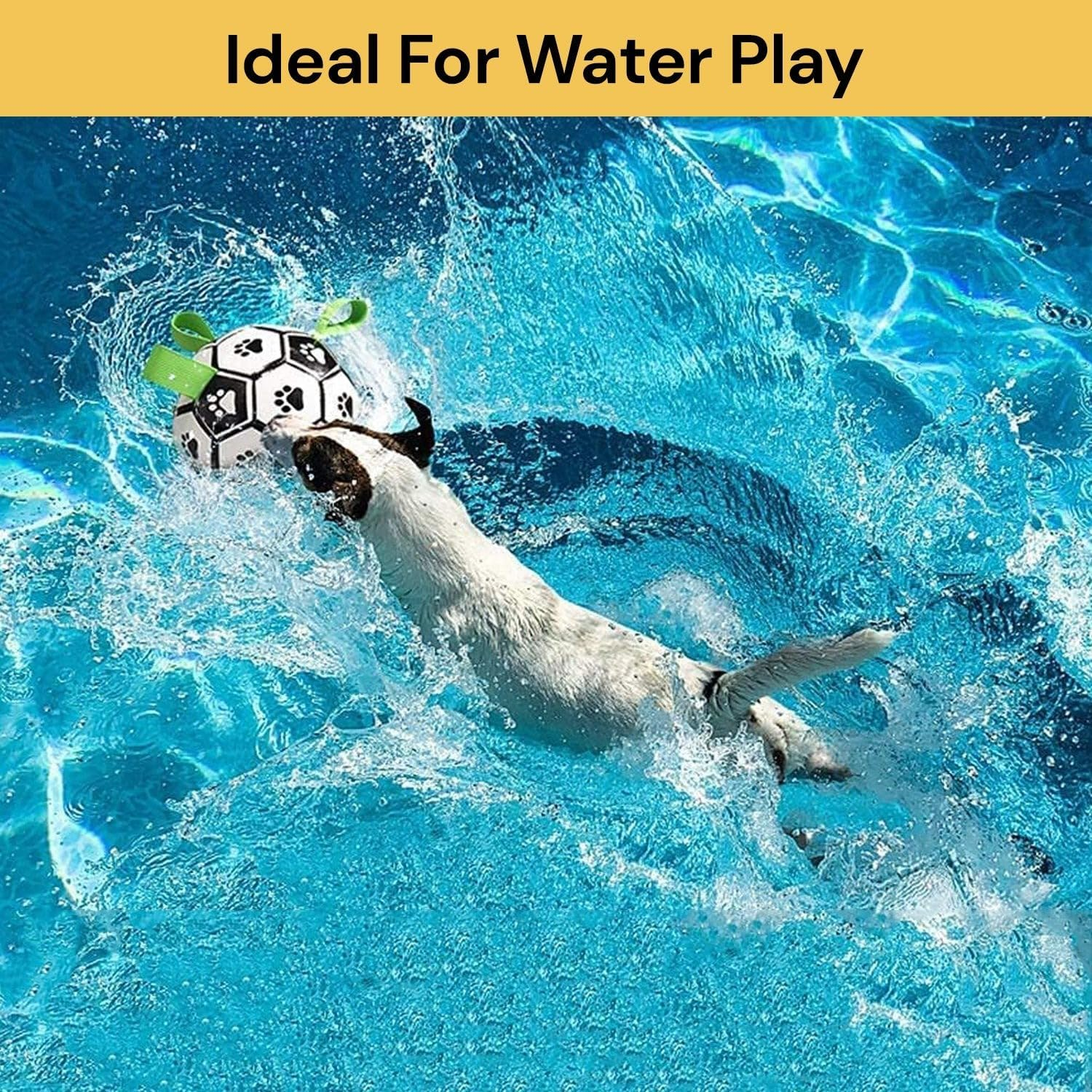 EZONEDEAL Dog Soccer Ball with Grab Tabs, Ball Bounce Interactive Dog Toys for Tug of War, Dog Tug Toy, Dog Water Toy, Durable Dog Balls for Small & Medium Dogs image number 2