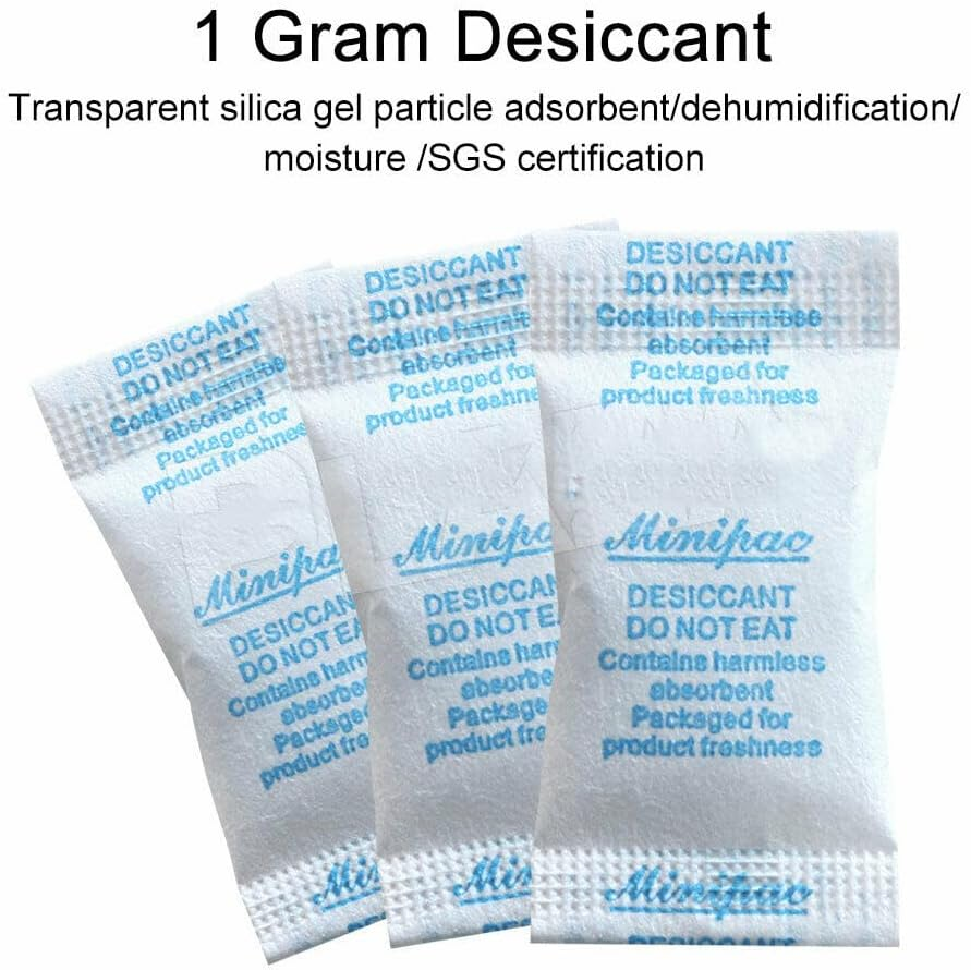 Food Grade Silica Gel Packs Dessicant Packets for Moisture Control, Cobalt Chloride Free Moisture Absorbers for Food Storage, 1G, 3G, 5G, 10G (1G, 100Pack)