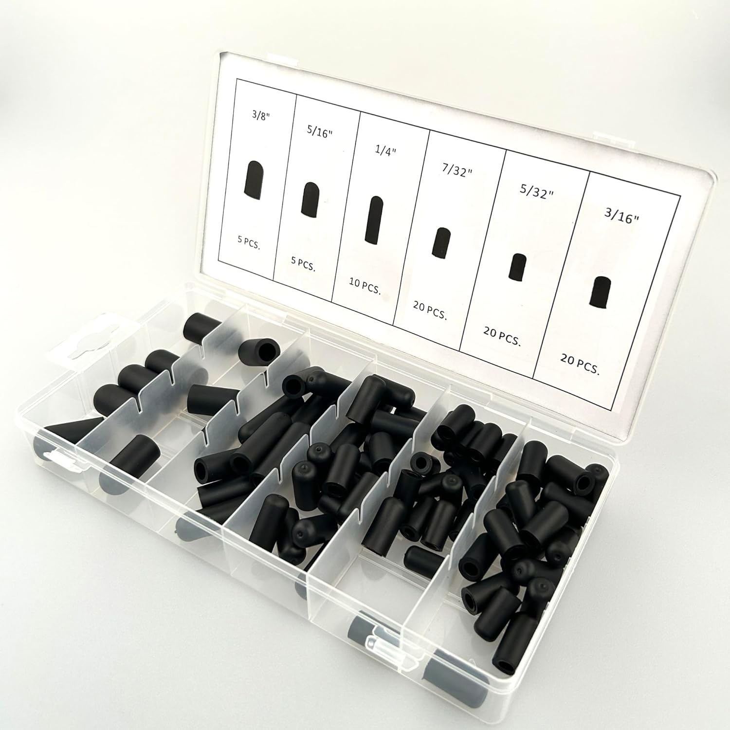 80 Pieces Rubber Vacuum Cap Assortment, 4Mm 5Mm 5.55Mm 6.35Mm 8Mm 9.5Mm Inner Diameter Dropper,Hose Caps Kit for Carburetor Manifold