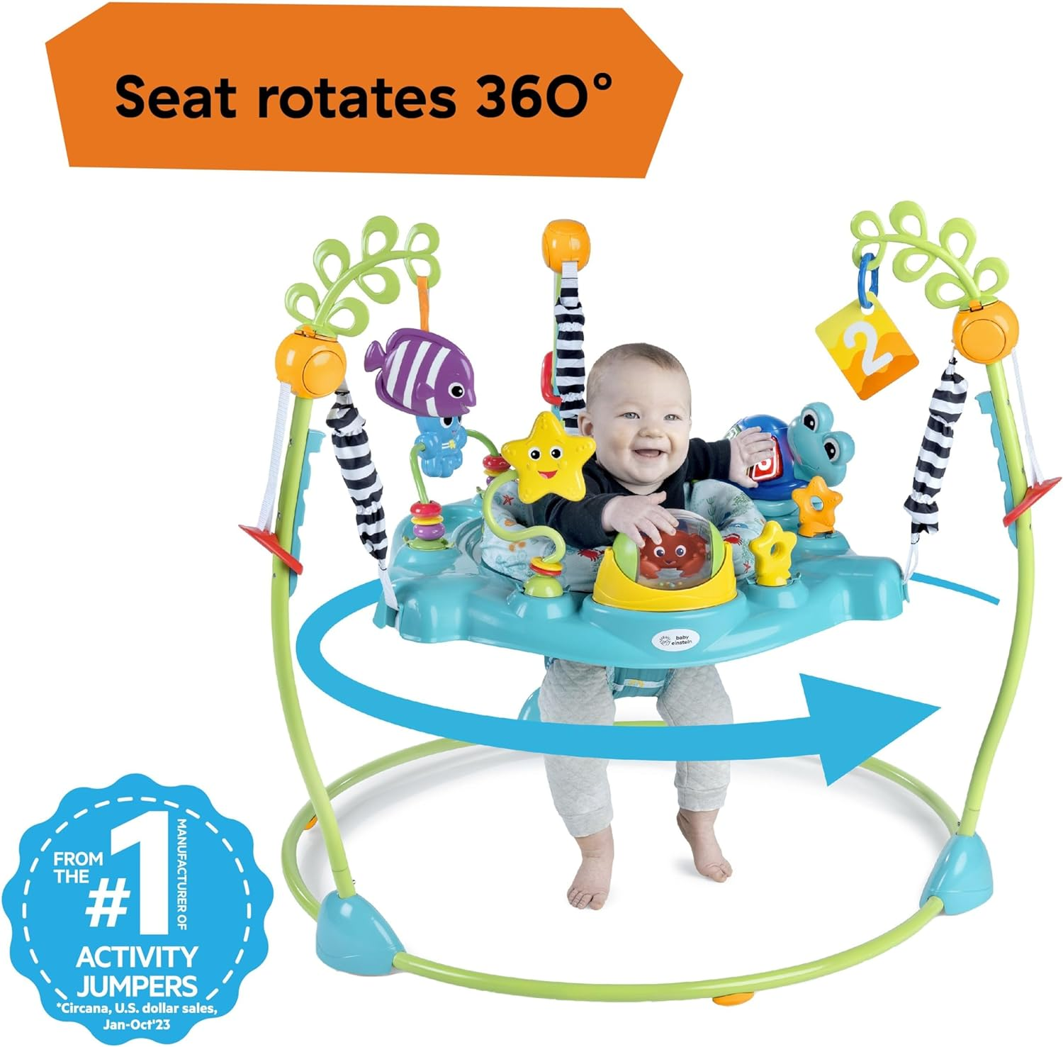Baby Einstein Ocean Explorers Curiosity Cove 2-In-1 Educational Activity Jumper and Floor Toy, Max Weight 25 Lbs., Ages 6 Months+, Unisex image number 5