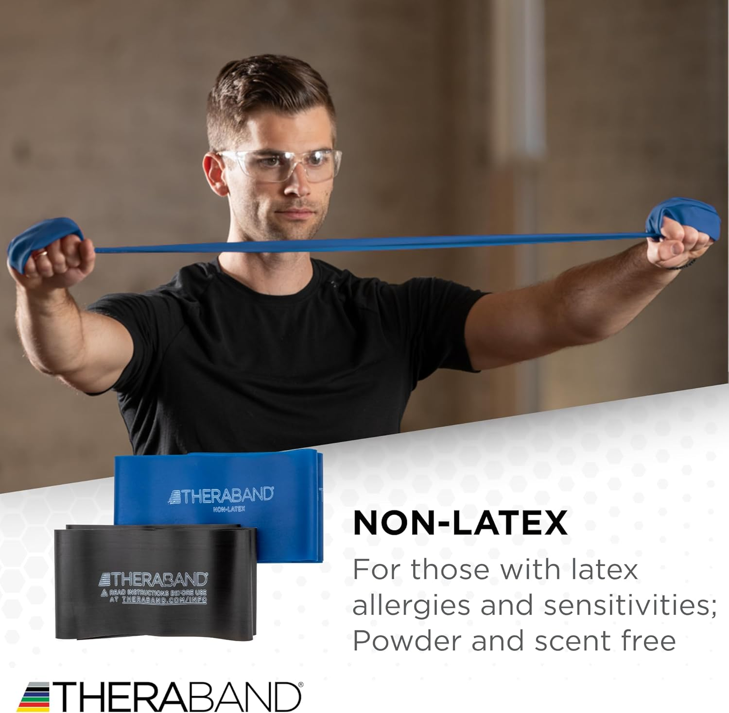THERABAND Resistance Band Set, Professional Elastic Bands for Upper & Lower Body Exercise, Strength Training without Weights, Physical Therapy, Lower Pilates, Rehab, Beginner & Advanced Sets image number 7