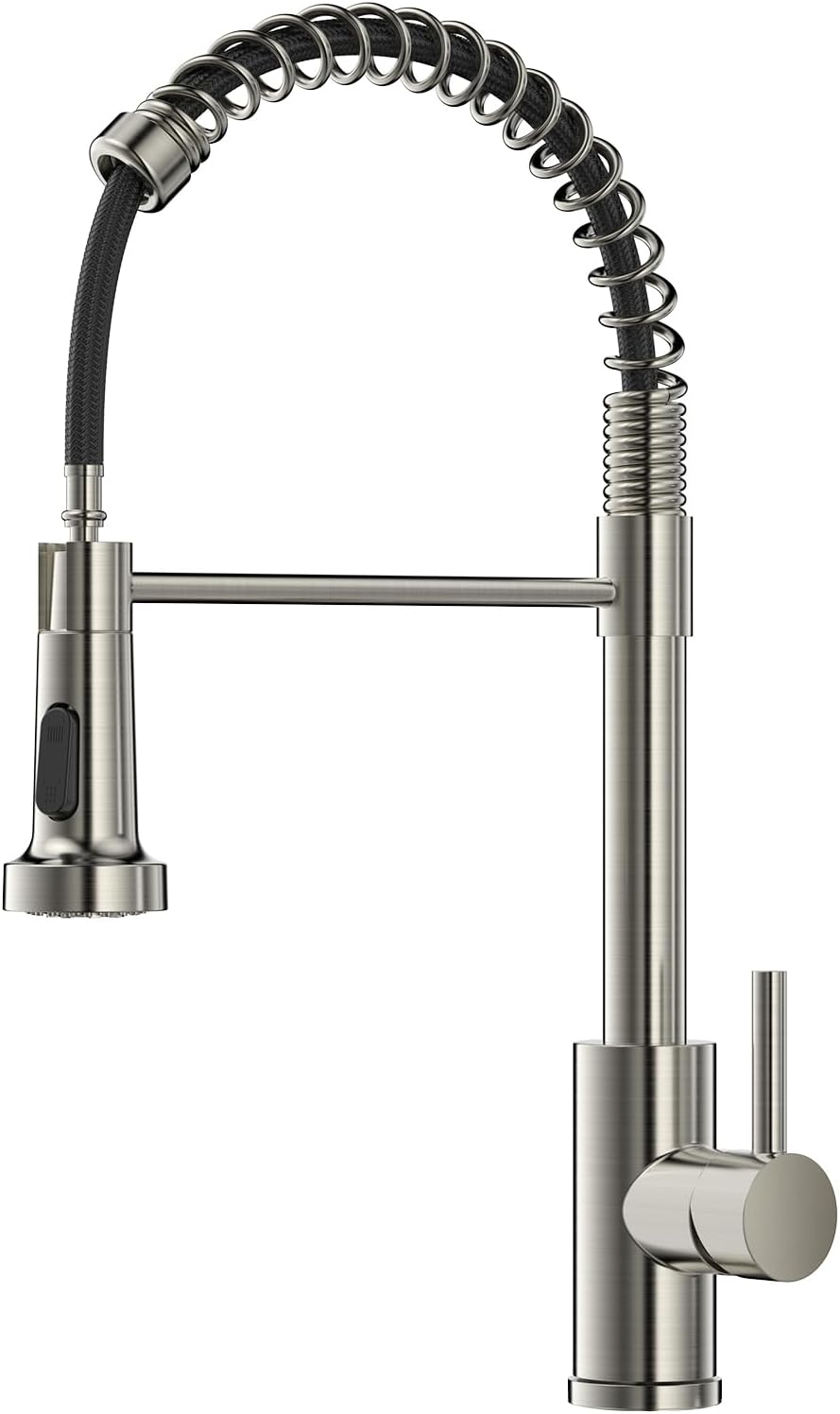 FORIOUS WELS Kitchen Tap with Pull down Sprayer, Stainless Steel Utility Single Handle Spring Sink, Kitchen Taps for Farmhouse Camper Laundry Rv Bar