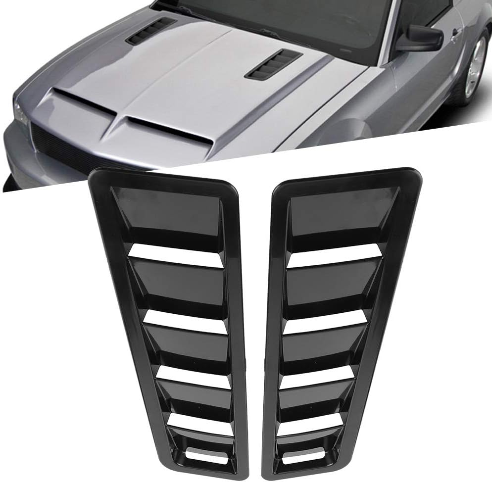 2Pc Hood Vent Air Flow Intake Side Scoop Hood Cover Car Decorative ABS Universial on Car SUV Truck Black image number 6