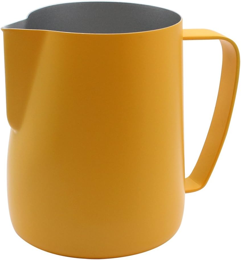 Dianoo Stainless Steel Frothing Pitcher Jug Steaming Pitcher Suitable for Coffee, Latte and Frothing Milk 350Ml Yellow