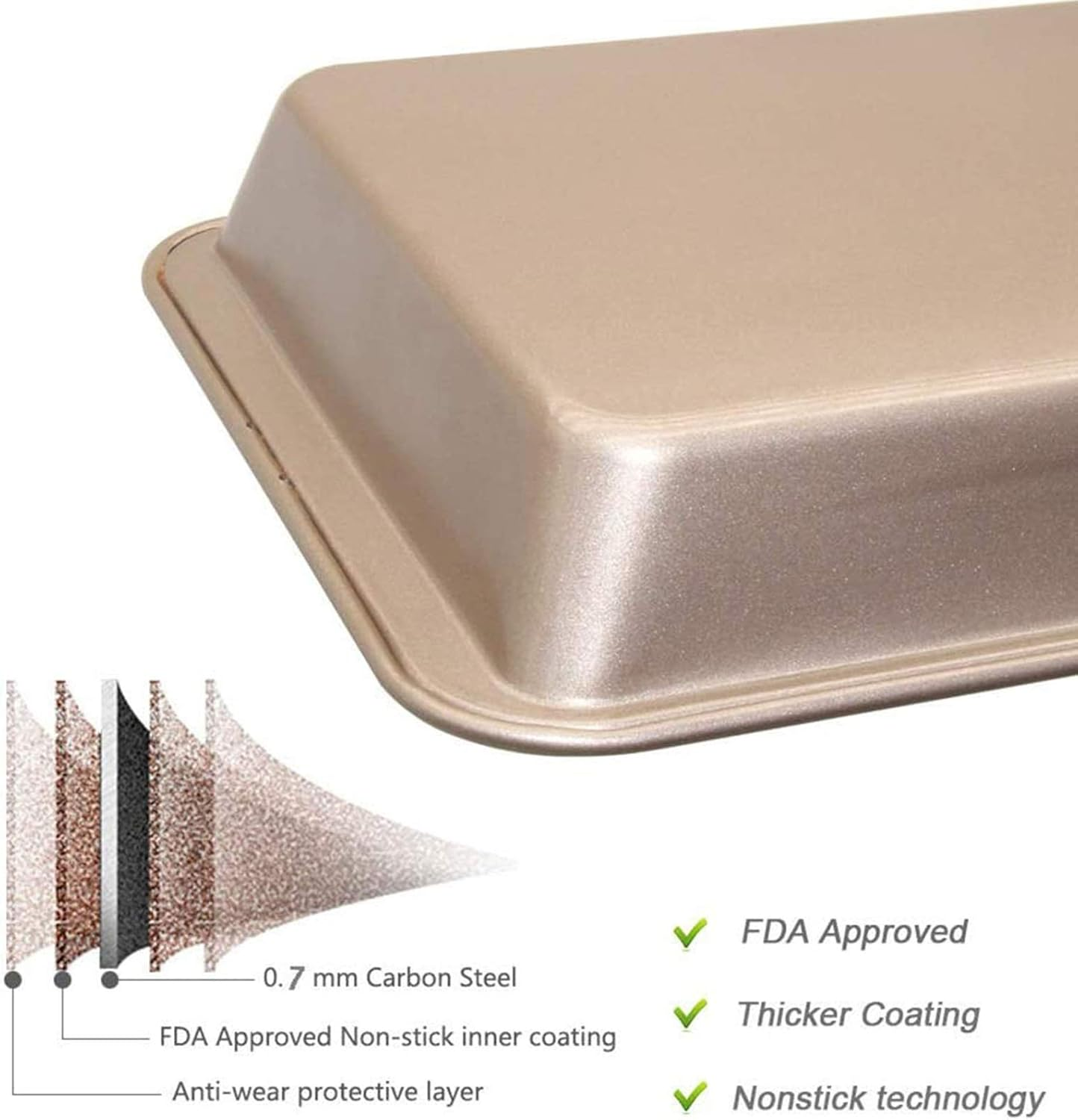 Brownie Pan with Dividers, Non-Stick Backing Pan, Brownie Pan, Lasagna Pan, Brownie Trays,18 Pre-Slice Brownie Pan All Edges, Muffin and Cupcake Pan for Baking, Brownie Bites - 12 X 8 X 2 Inches image number 3