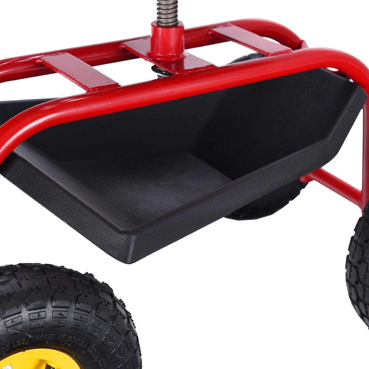 Giantex Rolling Garden Work Seat, 360 Swivel Gardening Workseat with Wheels, Tool Basket, Adjustable Height, Outdoor Scooter for Sitting, Gardening Stool Chair for Planting Trimming, Red image number 2