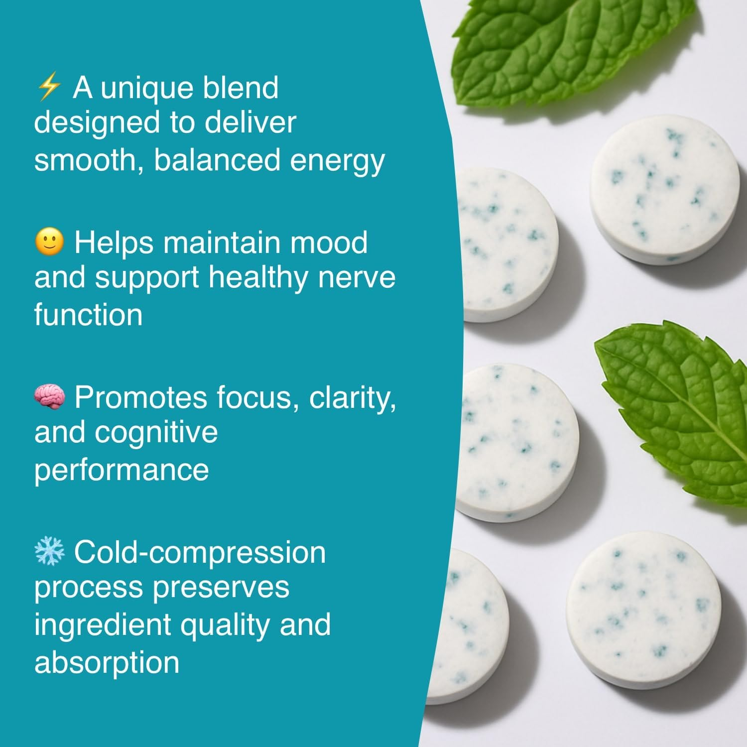 Glowbelly Energy Focus Mints, Natural Peppermint Flavour with Caffeine, L-Theanine & B-Vitamins 90 Pieces Sugar Free Breath Mints image number 1