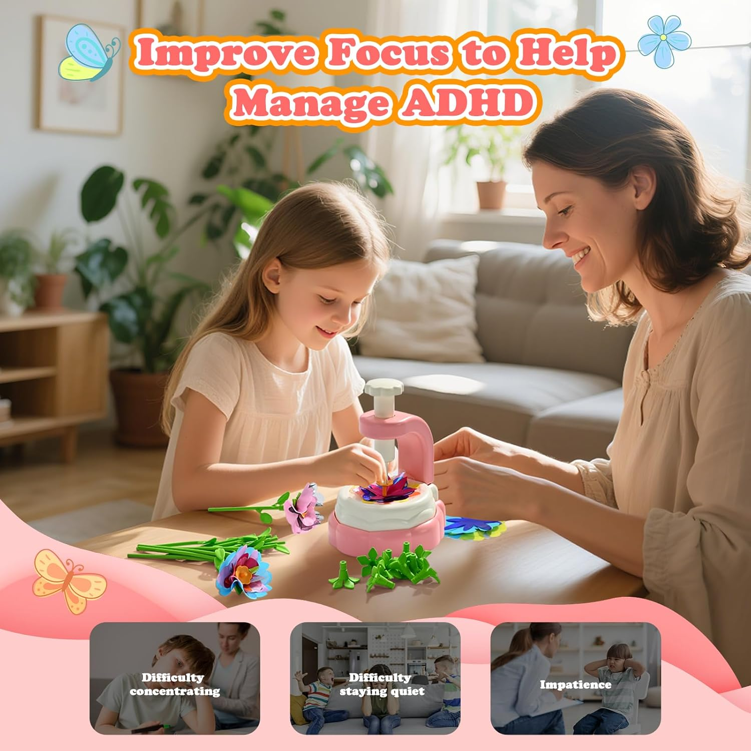 Blueswan Fabric Flower Bouquets Toys,Diy Craft Kits Toys for Kids,Arts and Crafts for 4 5 6 7 8 Year Toddler Girls,Birthday Gifts for Girls,Educational Activity for Preschool Kids image number 3