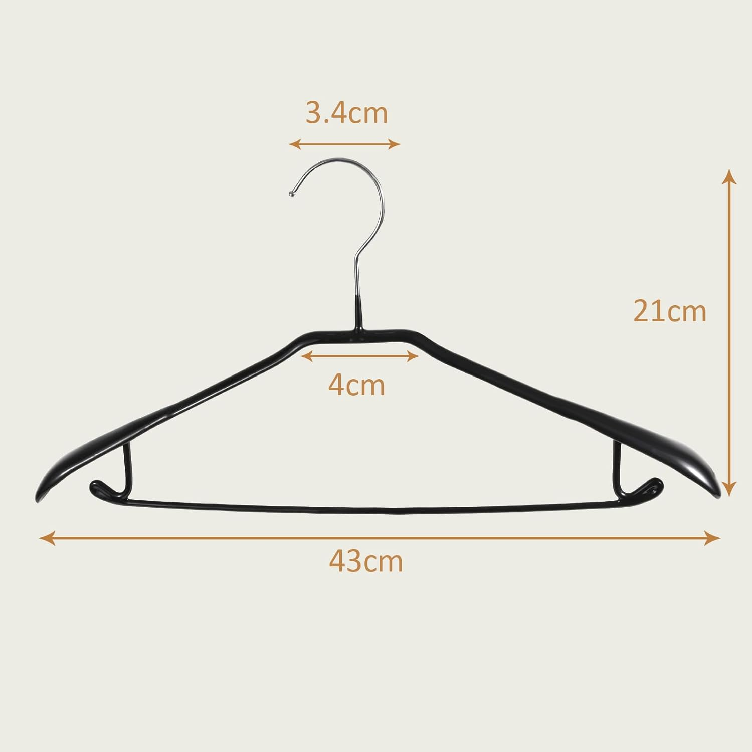 Trrcylp 5 Pack Heavy Duty Metal Suit Hangers Soft Flexible Gloss Grippy Clothes Hanger Wide Shoulder Non Slip Thick Coat Hanger (Black) - White image number 2