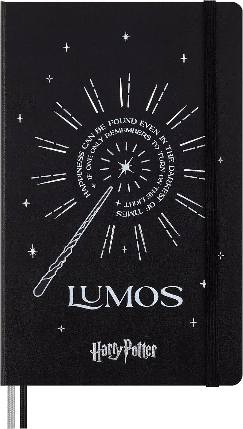Moleskine Limited Edition Harry Potter Lumos Spell Notebook with Glow in the Dark Special-Effect, Hard Cover, Ruled, Large (5" X 8.25"), Black, 176 Pages