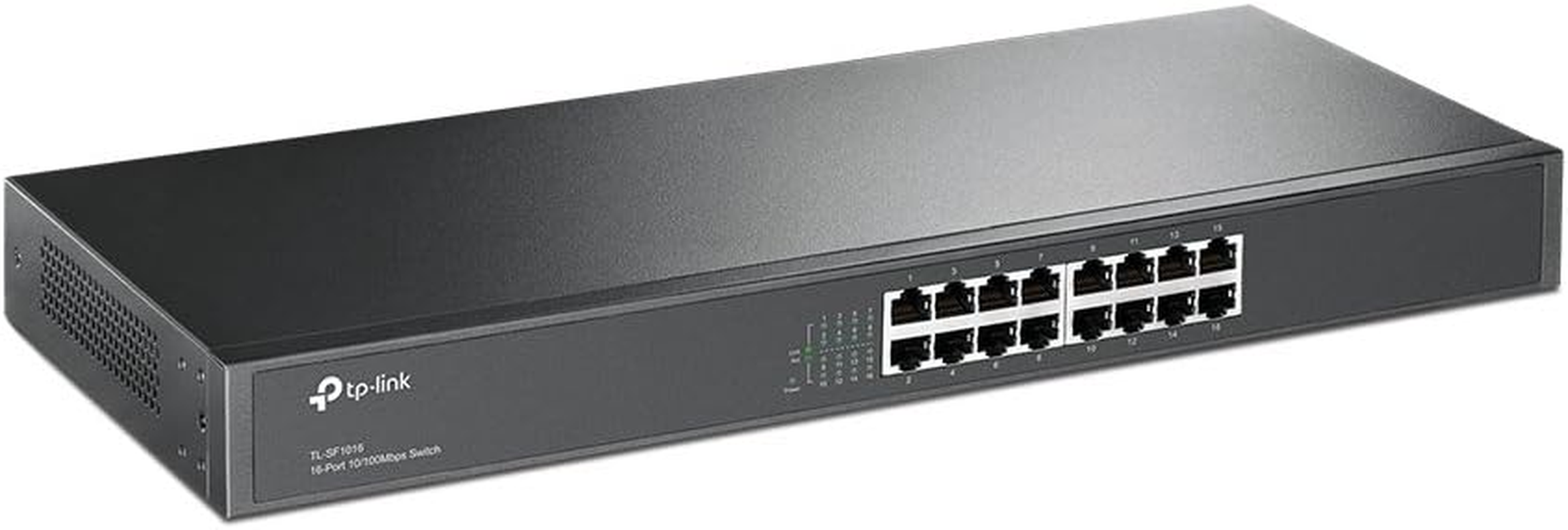 Tp-Link 16-Port 10/100Mbps Rackmount Unmanaged Ethernet Switch, 10/100Mbps RJ45 Ports, Support Auto MDI/MDIX, Energy Power Saving, Metal Casing, Plug & Play, No Configuation Required (TL-SF1016)