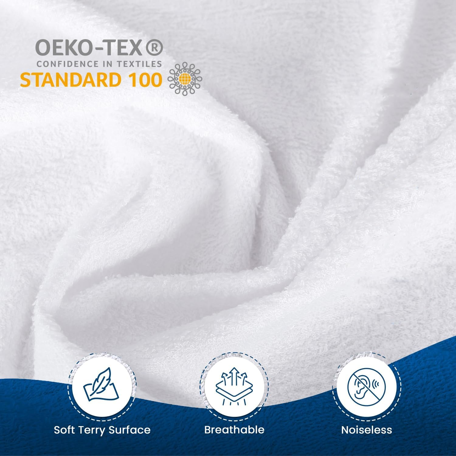 Lakora Single Size 100% Waterproof Mattress Protector,Terry Towelling Cover Soft Noiseless with 40Cm Deep Pocket Breathable Mattress Cover image number 1