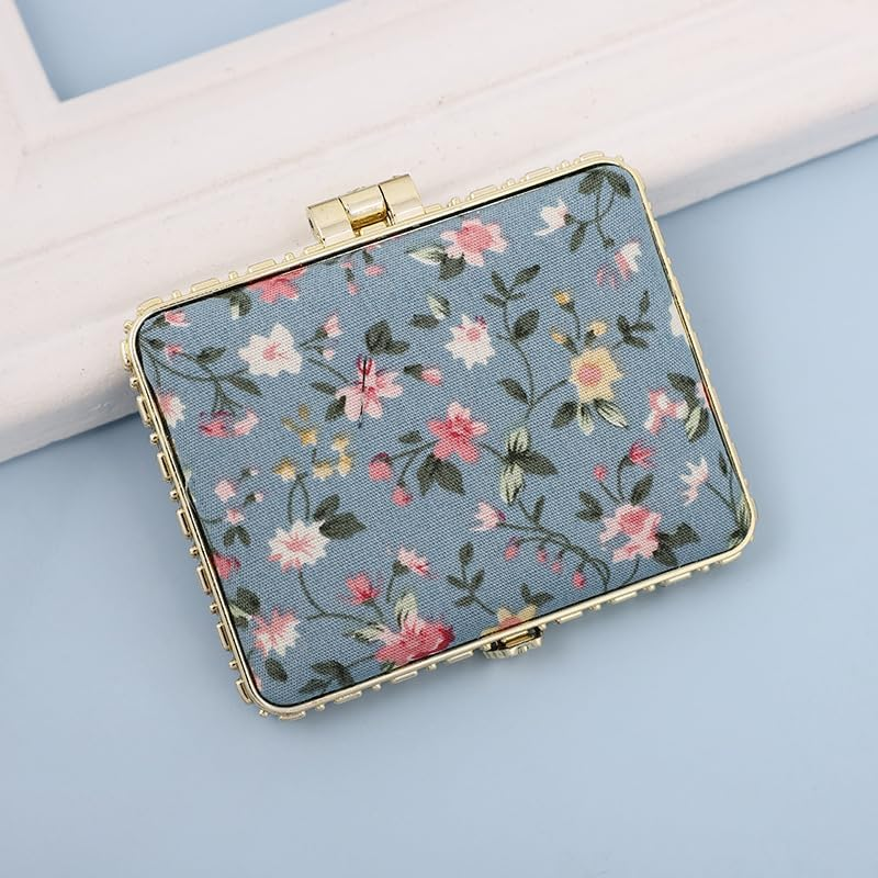 4PCS Square Lipstick Case with Mirror Lipstick Case Double Branch Storage Case Kiss Lock of Iron Mini Portable Vintage Floral Pattern Jewelry Case Cosmetic Case (Style 1, One Size)