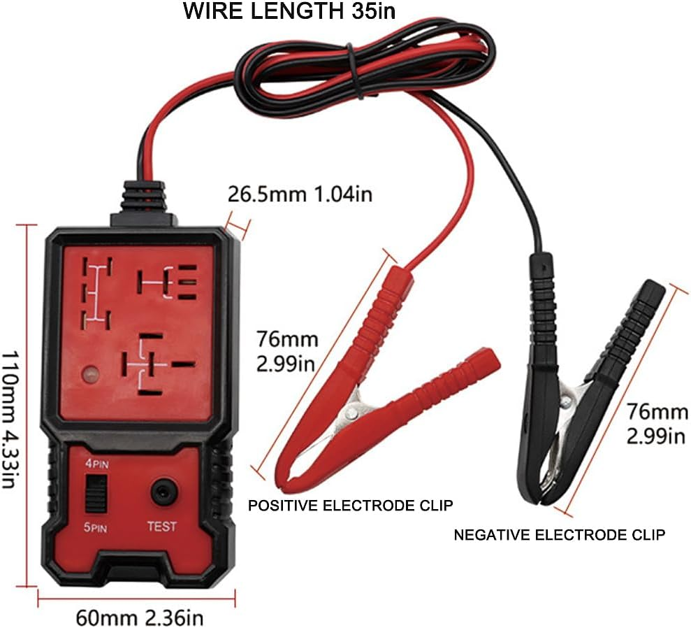 Electronic Automotive Relay Tester 12V, Car Battery Diagnostic Checker Tools with Clips for Auto Repairing