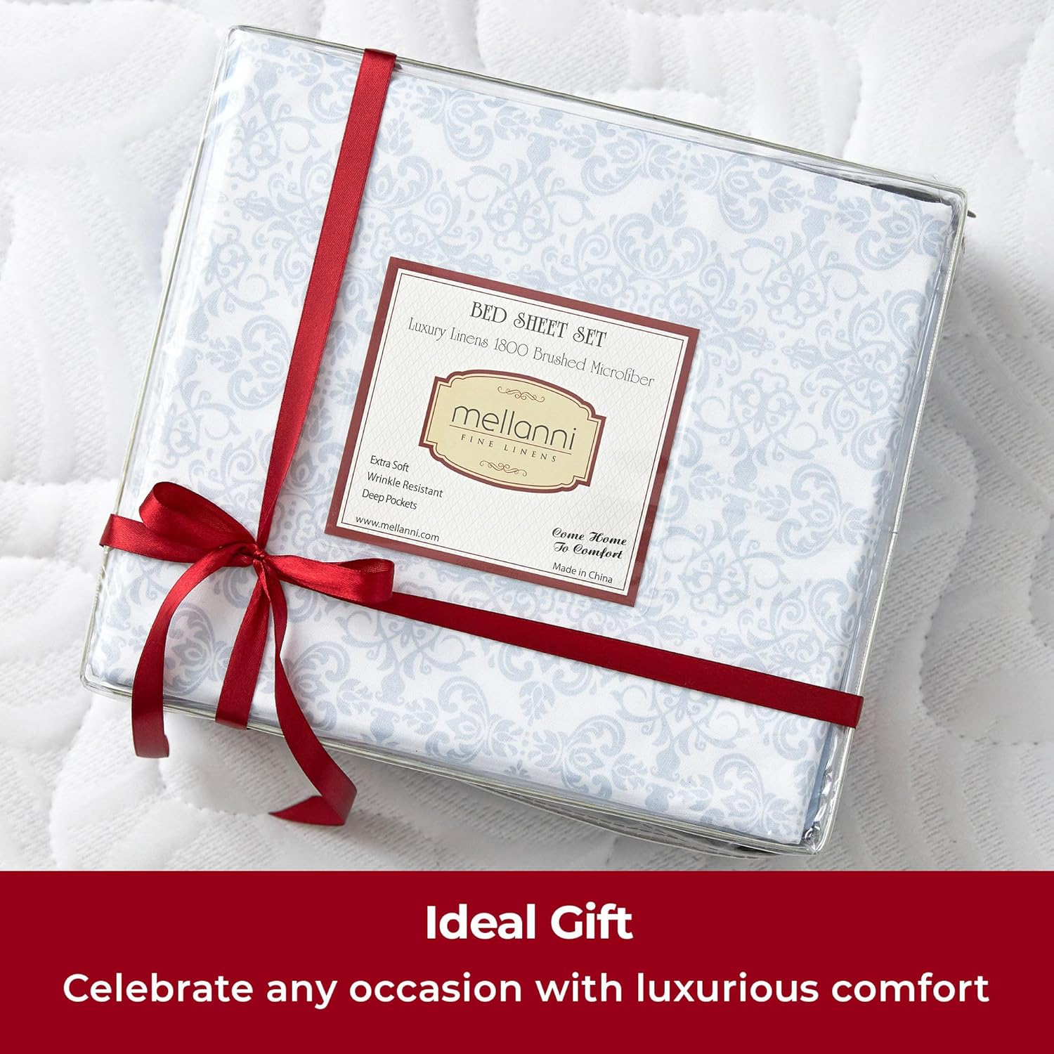 Mellanni King Sheets Set - 4 PC Iconic Collection Bedding - Hotel Luxury, Extra Soft, Cooling Bed Sheets - Wrinkle, Fade, Stain Resistant (King, Laced Sky Blue)