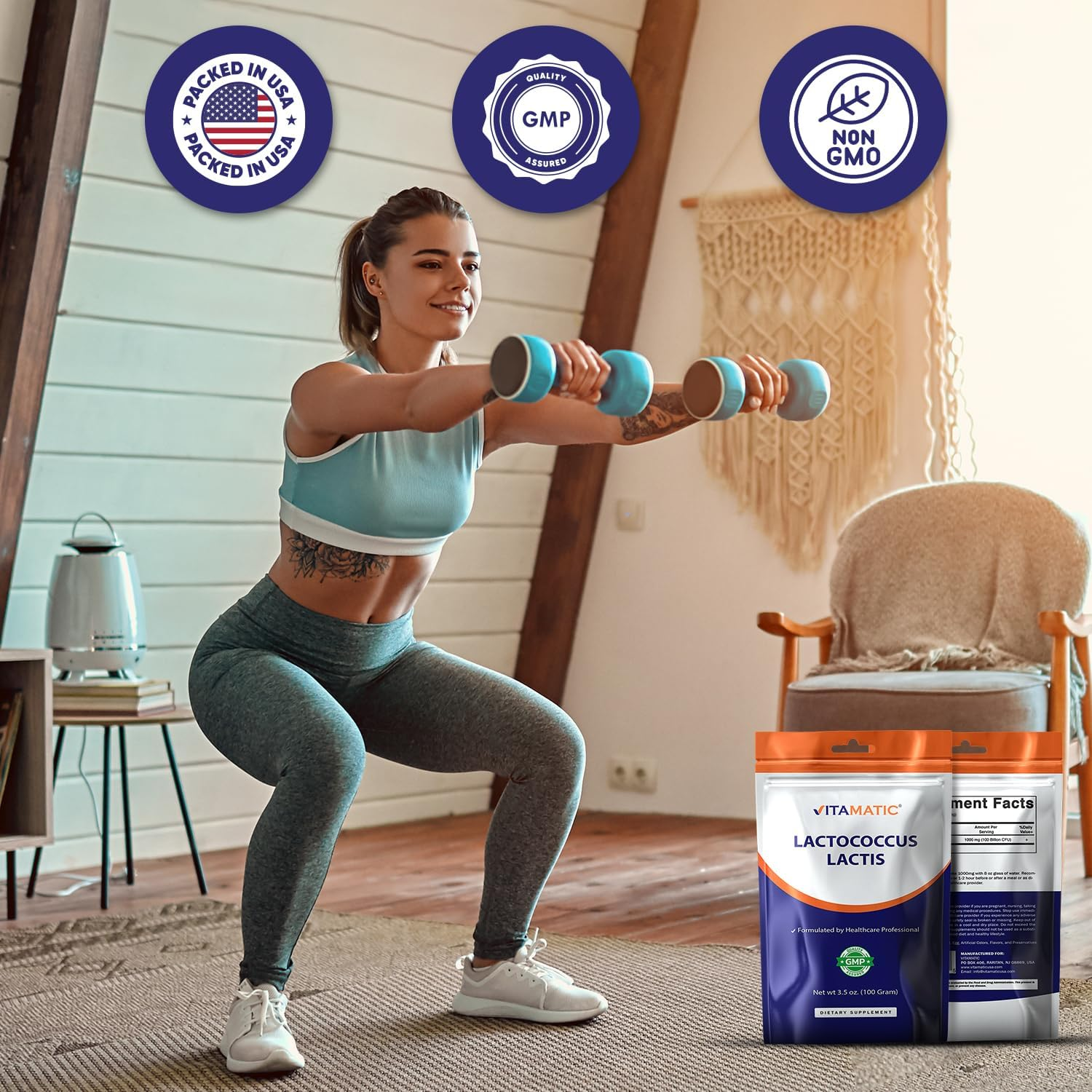 Vitamatic Lactococcus Lactis Probiotic Powder - Digestive Health Support - 100 Gram (3.5 OZ) - 100 Servings image number 6