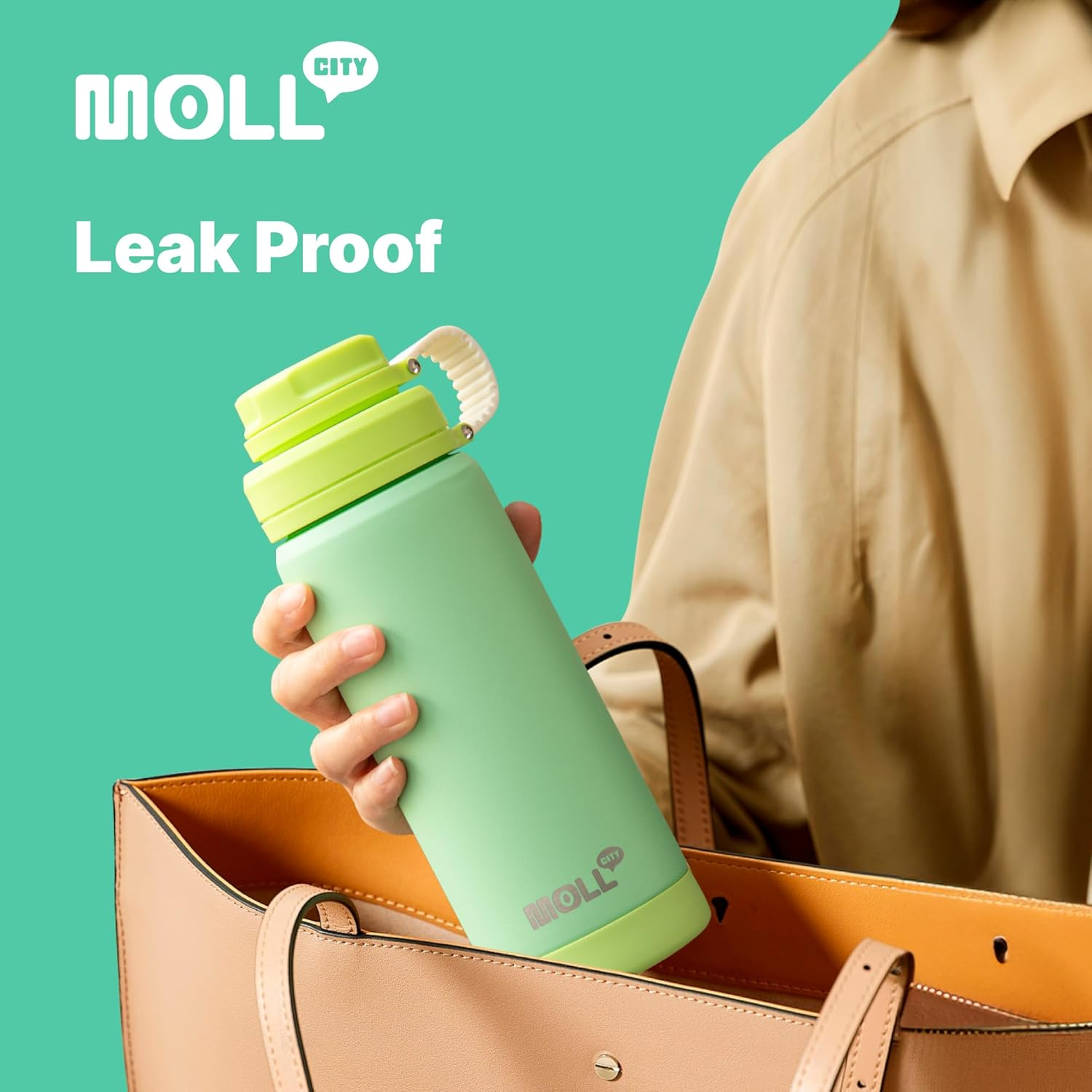 Insulated Water Bottle 24 Oz-Stainless Steel Double Wall Vacuum Wide Mouth Water Bottle with Non-Slip Silicone Sleeve-Travel Leak Proof Flask for School, BPA Free(Black) image number 1