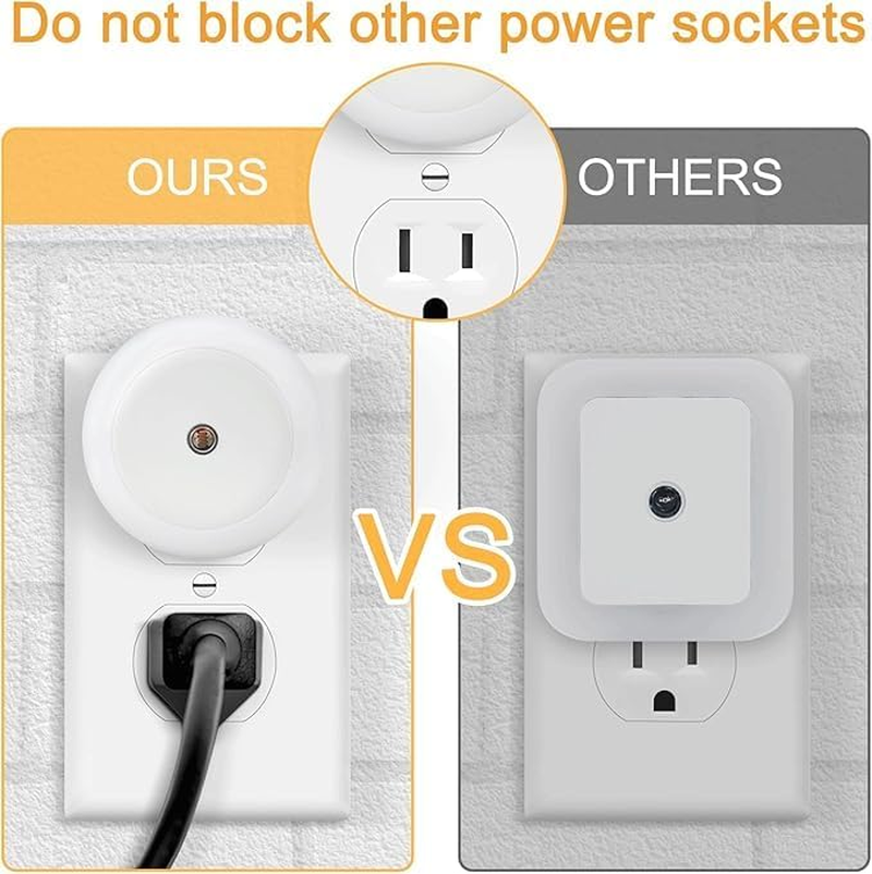 6 Pack Plug-In Night Lights with Dusk to Dawn Sensor, 0.5W Warm White LED Nightlights for Bedroom, Bathroom, Hallway, Kitchen, AU Plug image number 4
