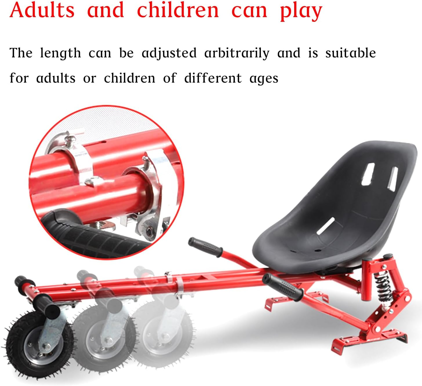 Hoverboard Frame &ndash; Adjustable Go Kart Frame for Crazy Cart Fun, Fits 6~11" Boards, Durable Metal Build with 360&deg; Steering Handles, Supports Kids & Adults up to 85KG (Red) image number 1