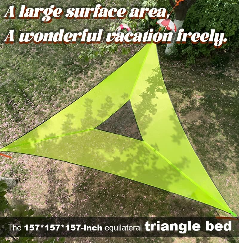 CEPTEN Hammock Triangle Outdoor Multiplayer Mesh Hanging Bed Easy Installation Nap Picnic Blossom Viewing Family Travel Goods... (157 * 157 * 157Inch, Black) image number 2