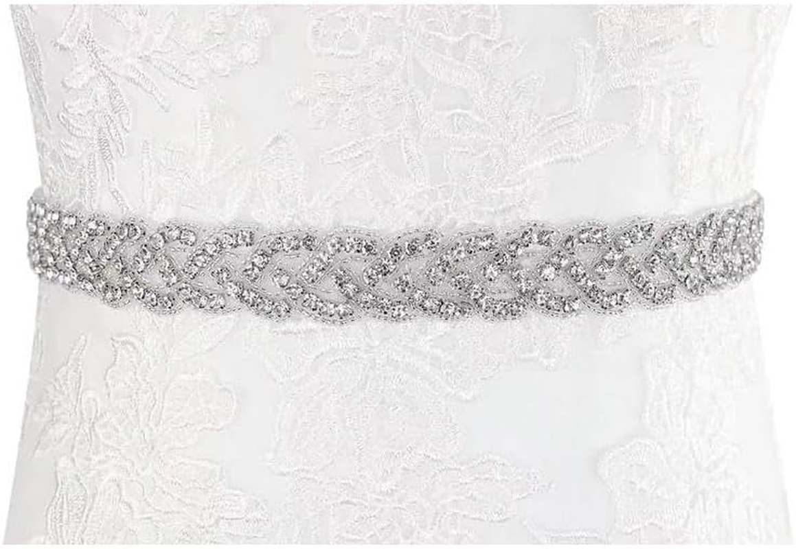 Rhinestone Bridal Belt Sashes Women'S Diamond Wedding Belts for Women Dress Shiny Wedding Accessories (White, One Size) image number 1